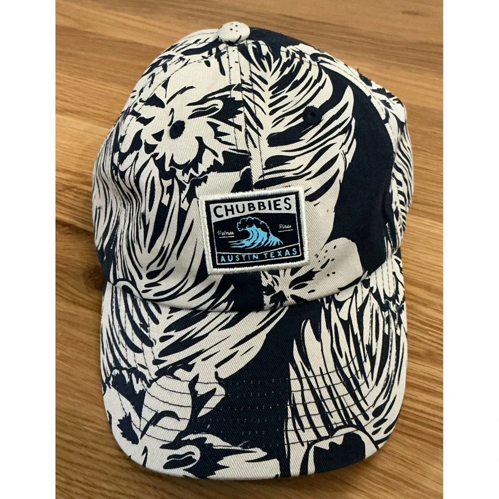 Chubbies Tropical Print Adjustable Strapback Hat Navy Cream One-Size Mens/Unisex